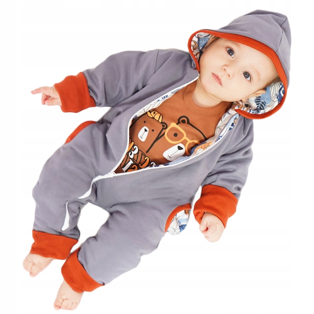 

Grafitowy Ocieplany Kombinezon koala r.74 dresówka