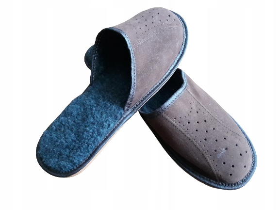 PANTOFLE KAPCIE CIEPŁE WEŁNA SKÓRA GÓRALSKIE*42*PL Wzór dominujący mix wzorów