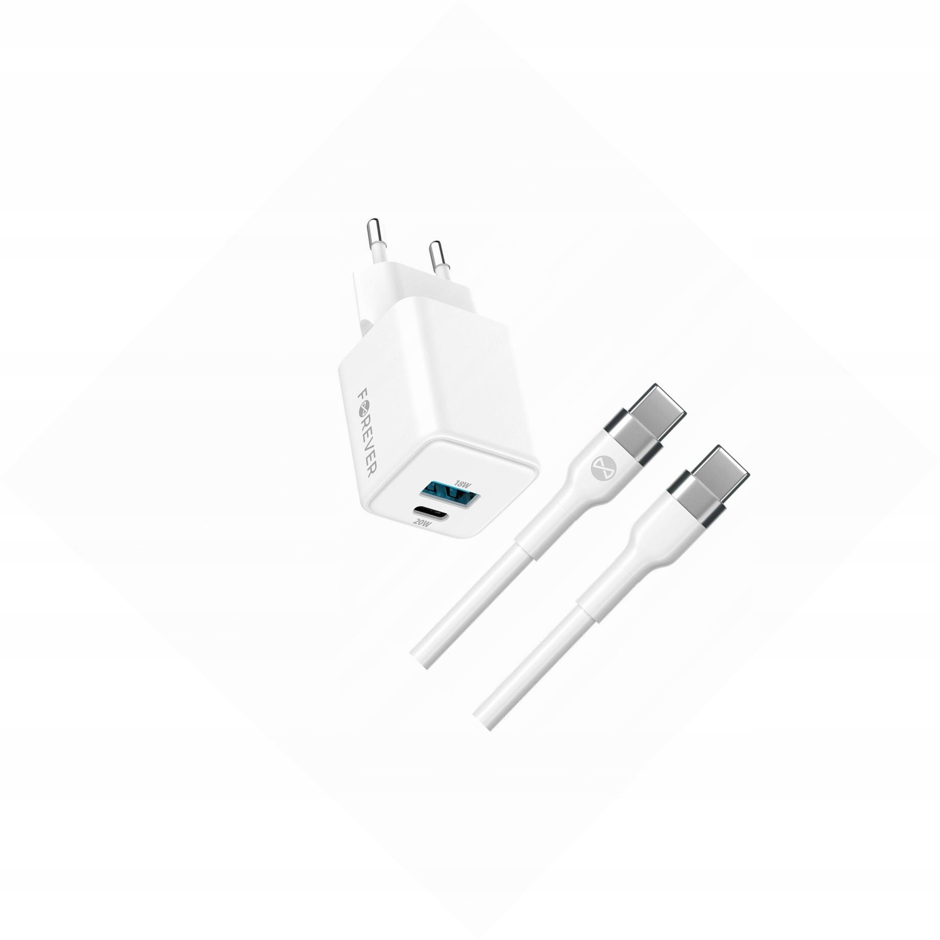 Szybka ładowarka GaN 20W 2 wejścia Usb i Usb-c z kablem do OnePlus 9 Pro