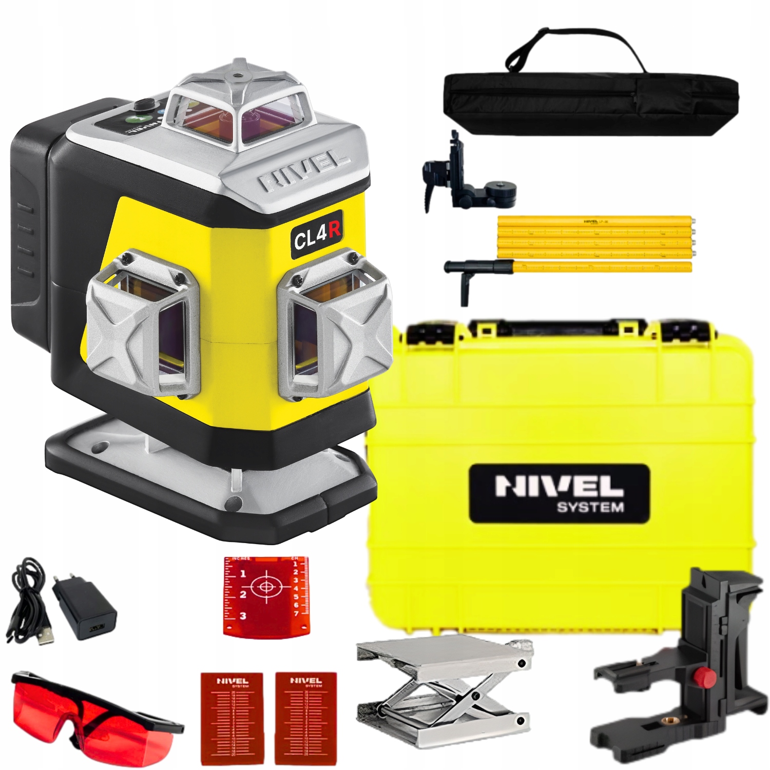 Laser krzyżowy 360 czerwony cl4r poziomica laserowa nivel tyczka