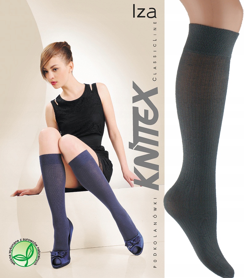 

knittex Podkolanówki wiskoza Iza prążek # Grafit