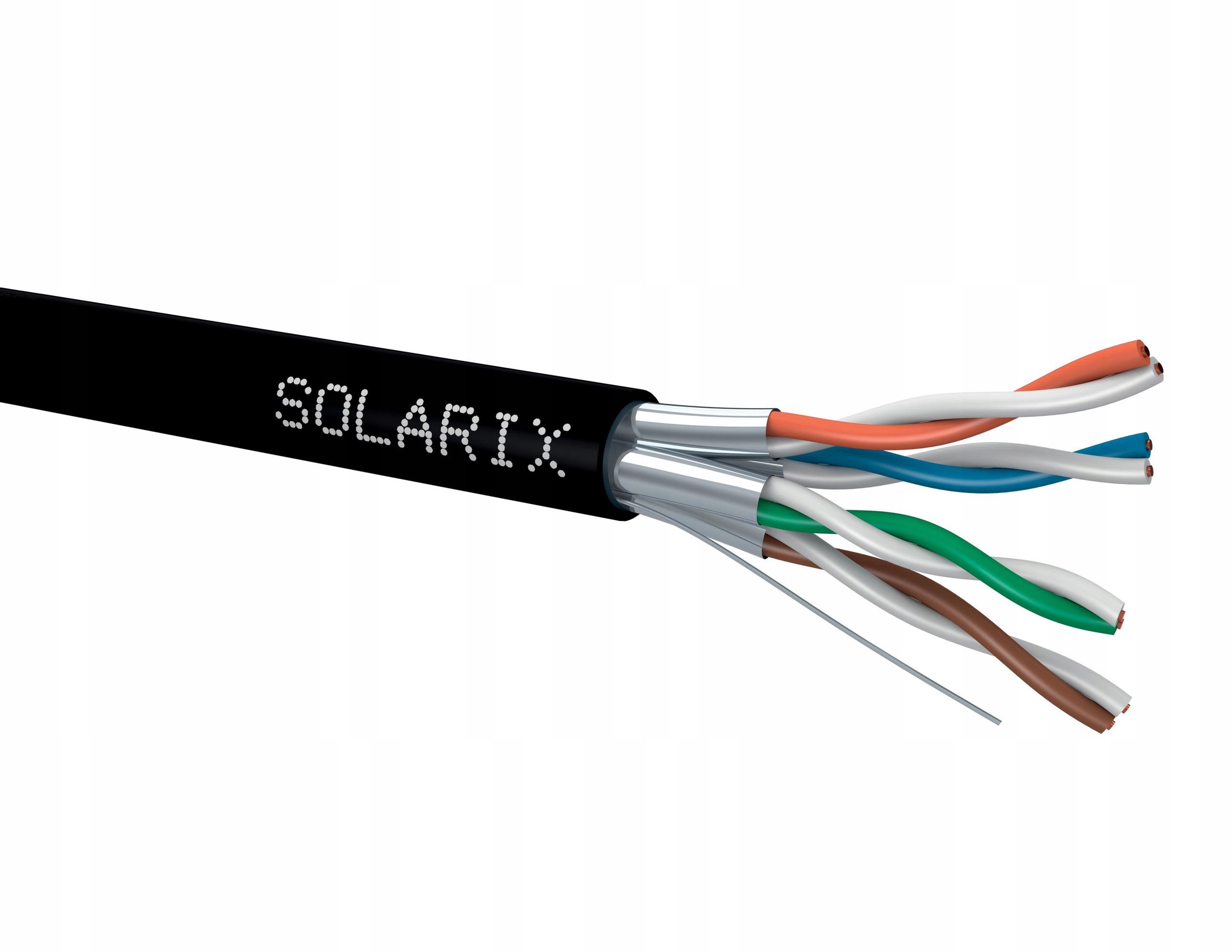 Kábel Solarix CAT6A Stp Pe 500M Čierny 10G Exteriérový Fca Cctv