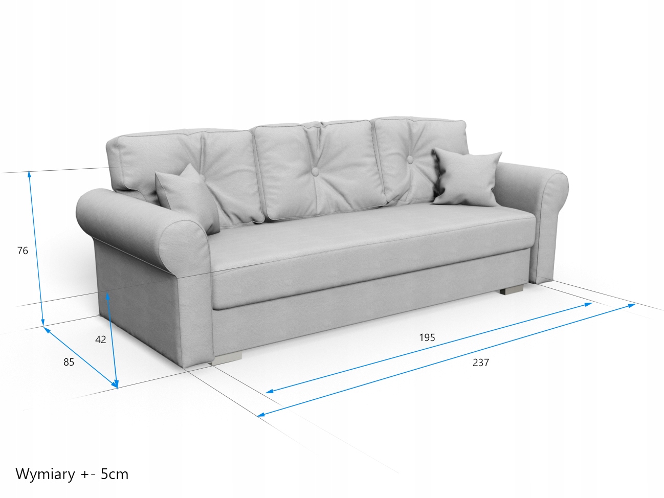 Komplet wypoczynkowy ERIC 3+2+1 kanapa sofa fotel Powierzchnia spania - szerokość (cm) 131-140 cm