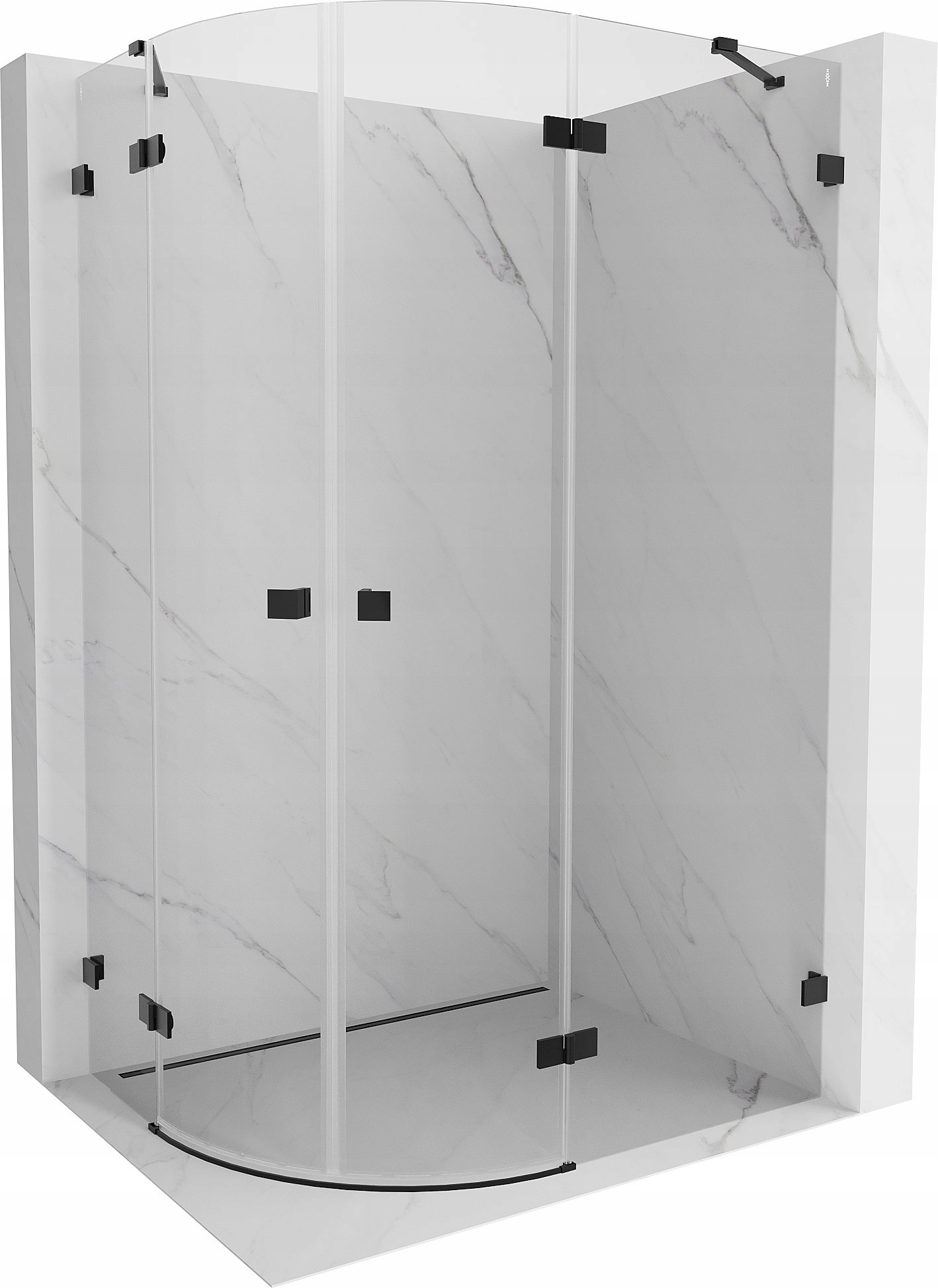 Mexen Lunar Půlkruhová sprchová kabina 100x80 cm, černá, pravá