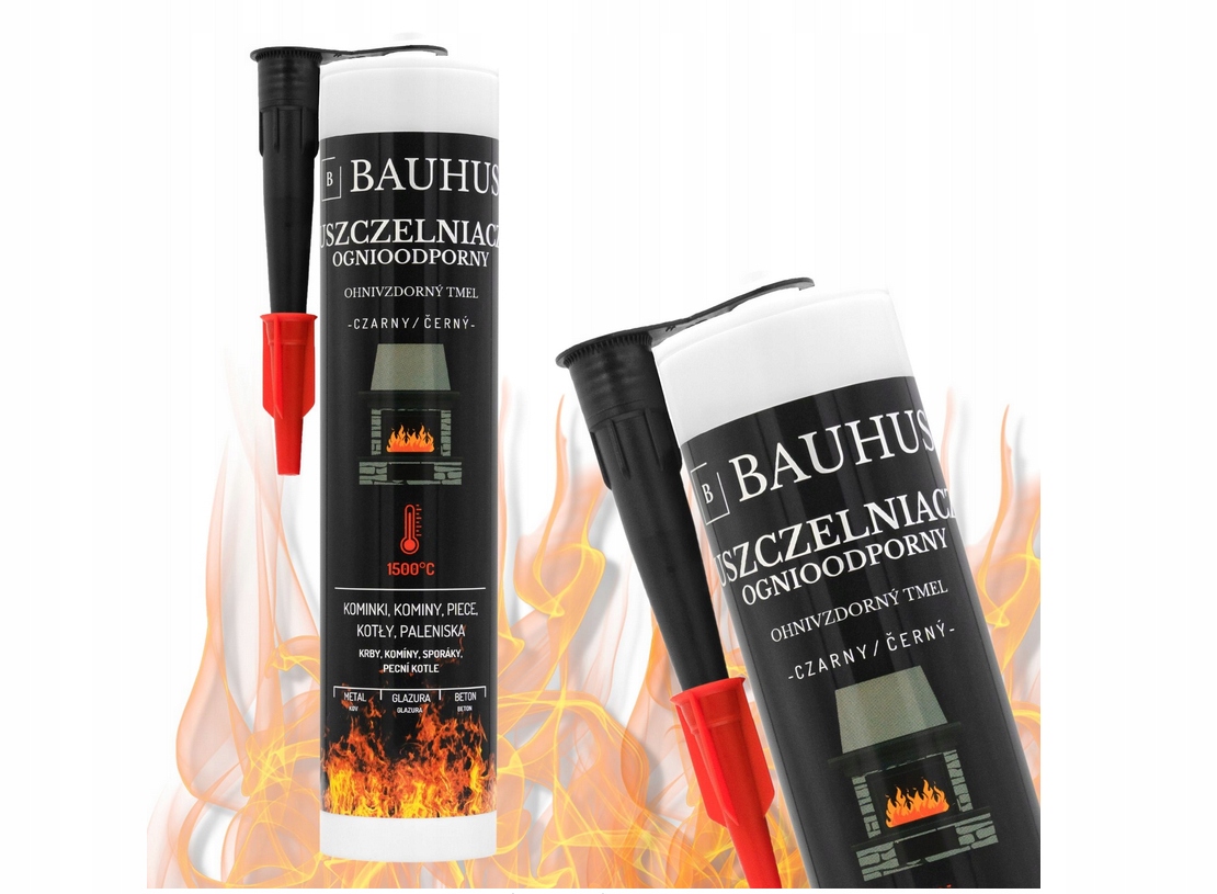 Uszczelniacz Ognioodporny Silikon Kominkowy Bauhus 280ml Czarny 1500°C Kolor czarny