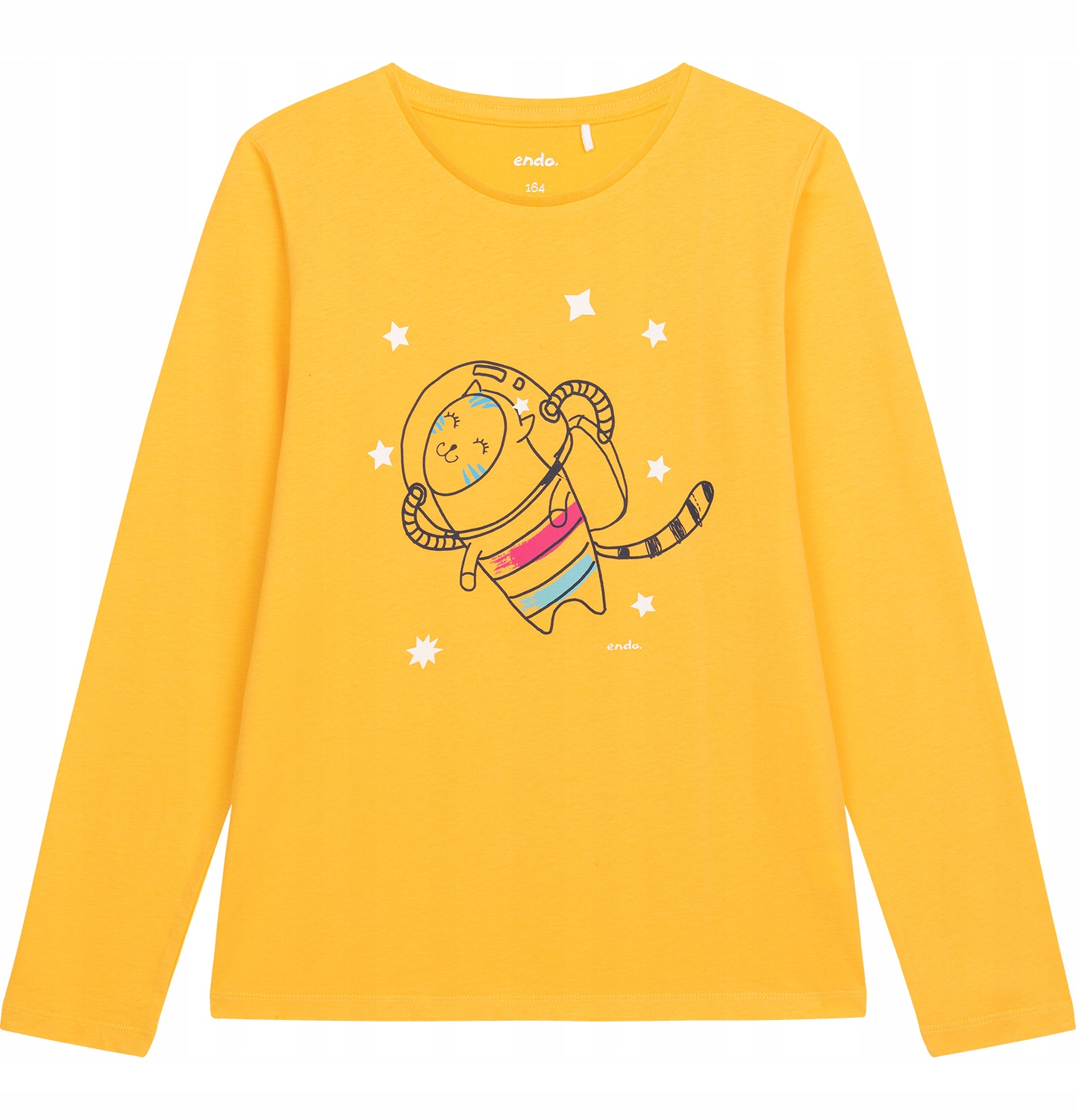 Bluzka z długim rękawem dziecięca dziewczęca 134 bawełna Kot kosmos Endo