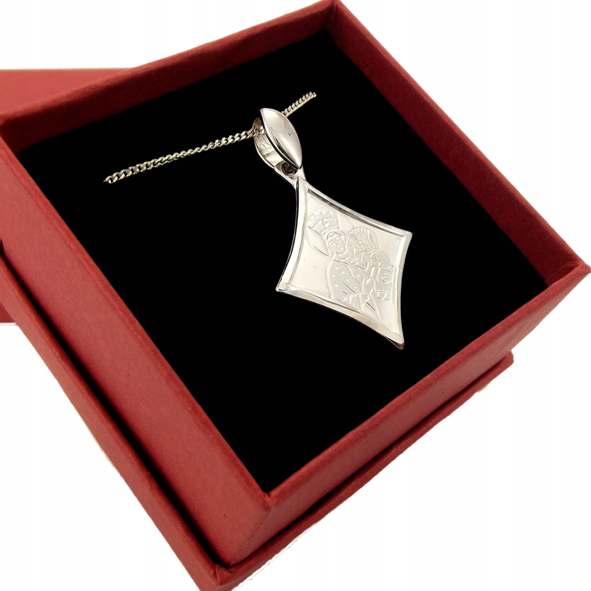 Medalik Srebrny z Łańcuszkiem 925 na Kamunię Matka Boska Częstochowska