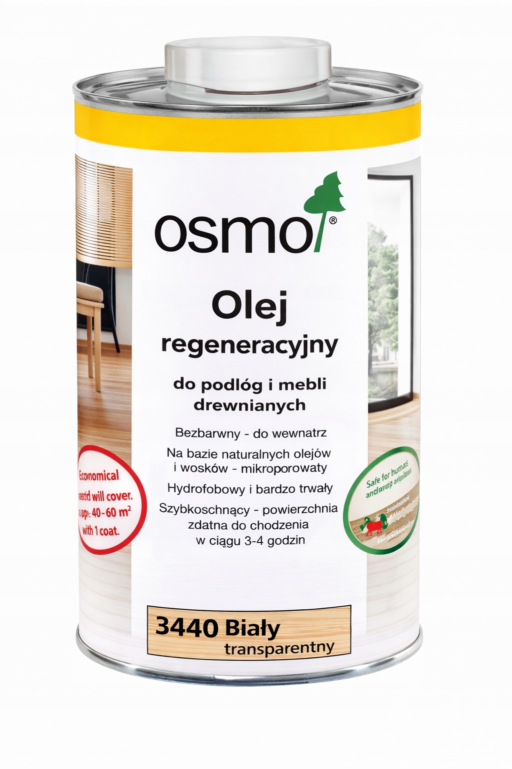 Osmo 3440 Bílý transparentní regenerační olej na voskované dřevo 1L