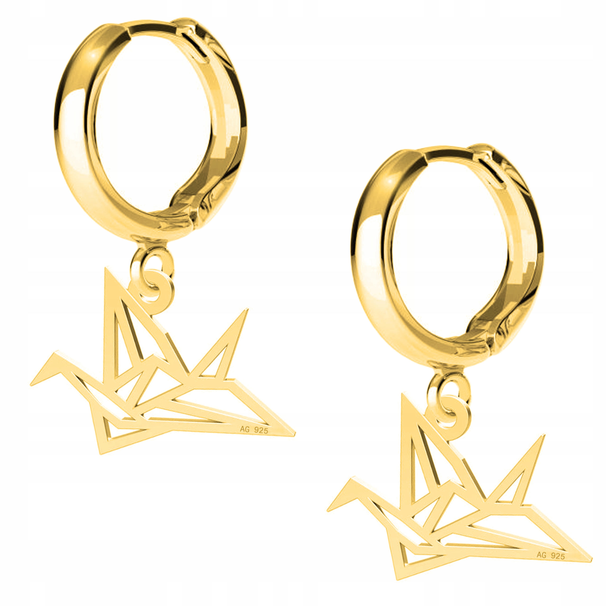 Náušnice zlaté Pták Origami Zvíře 925