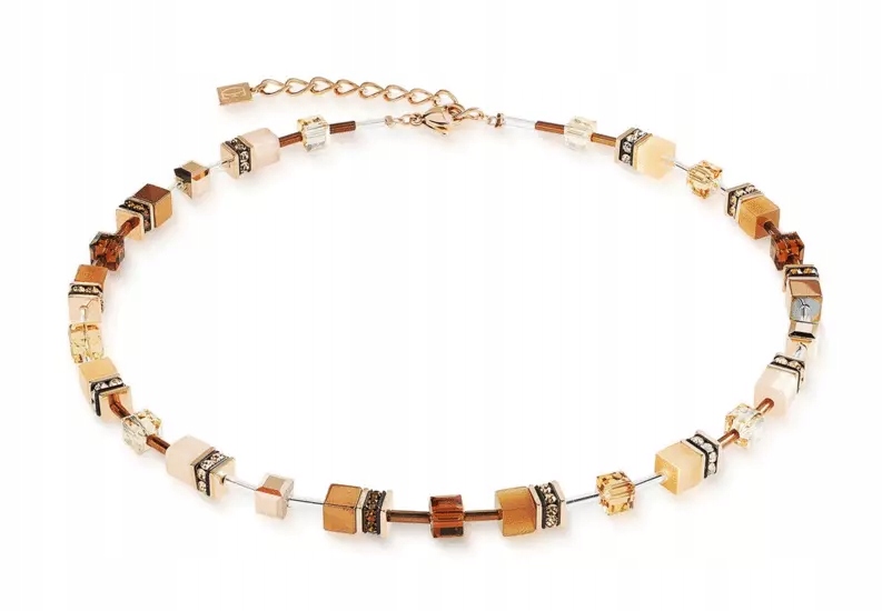 Náhrdelník Coeur de Lion Mocha Ocel pozlacený Křišťál Swarovski s regulací