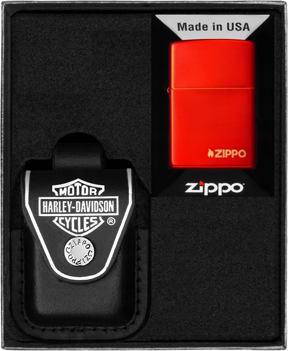 Sada Zippo Zapalovač Red Matte Logo Lasered Dárkový No6