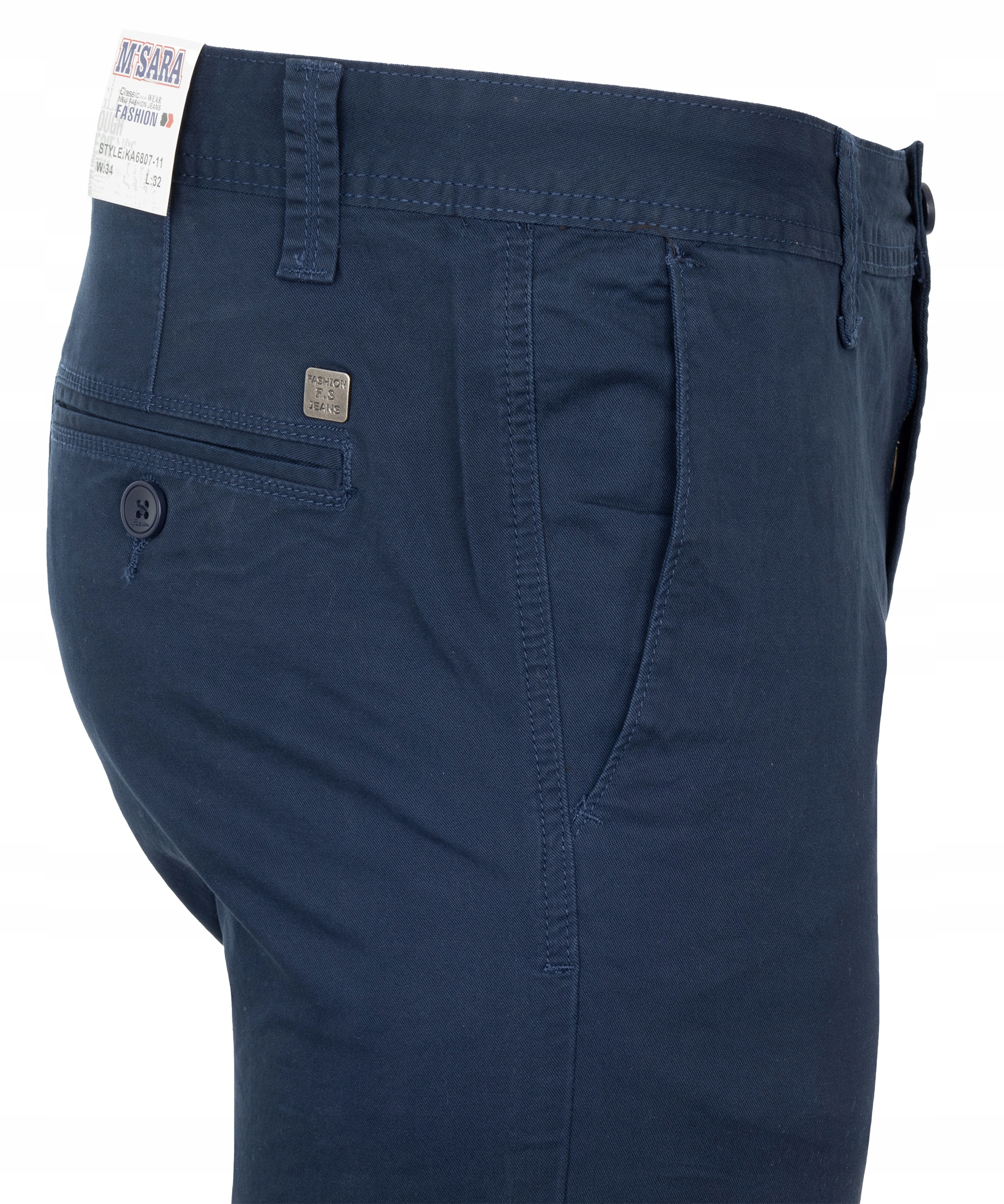 SPODNIE MATERIAŁOWE CHINOSY GRANATOWE PROSTE W31 Kolor niebieski