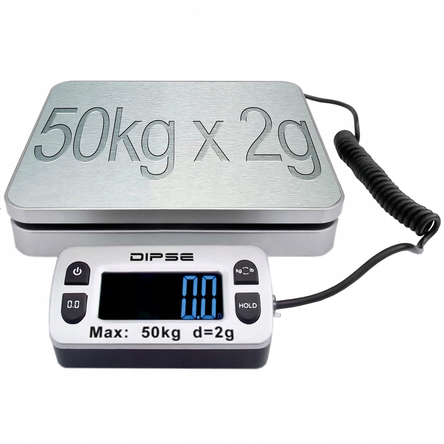 Váha Balíková 50 KG/2G, Nerezová Ocel, Venkovní LCD, Tara A Hold, Kabel