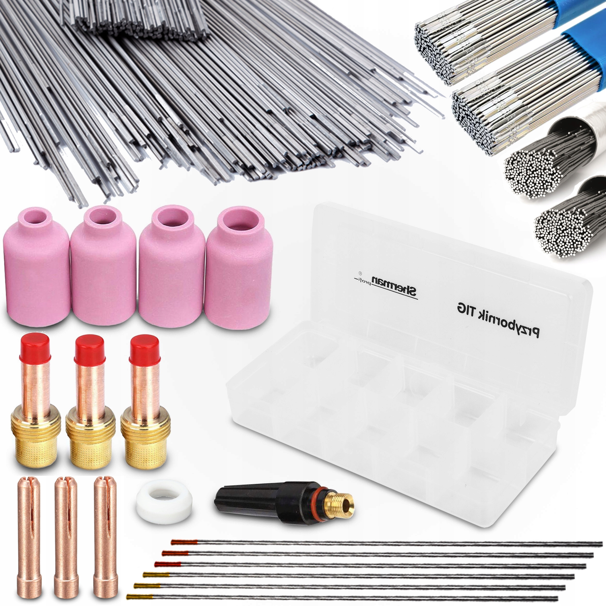 

Osprzet Tig Ac DC drut AlSi AlMG dysze elektrody