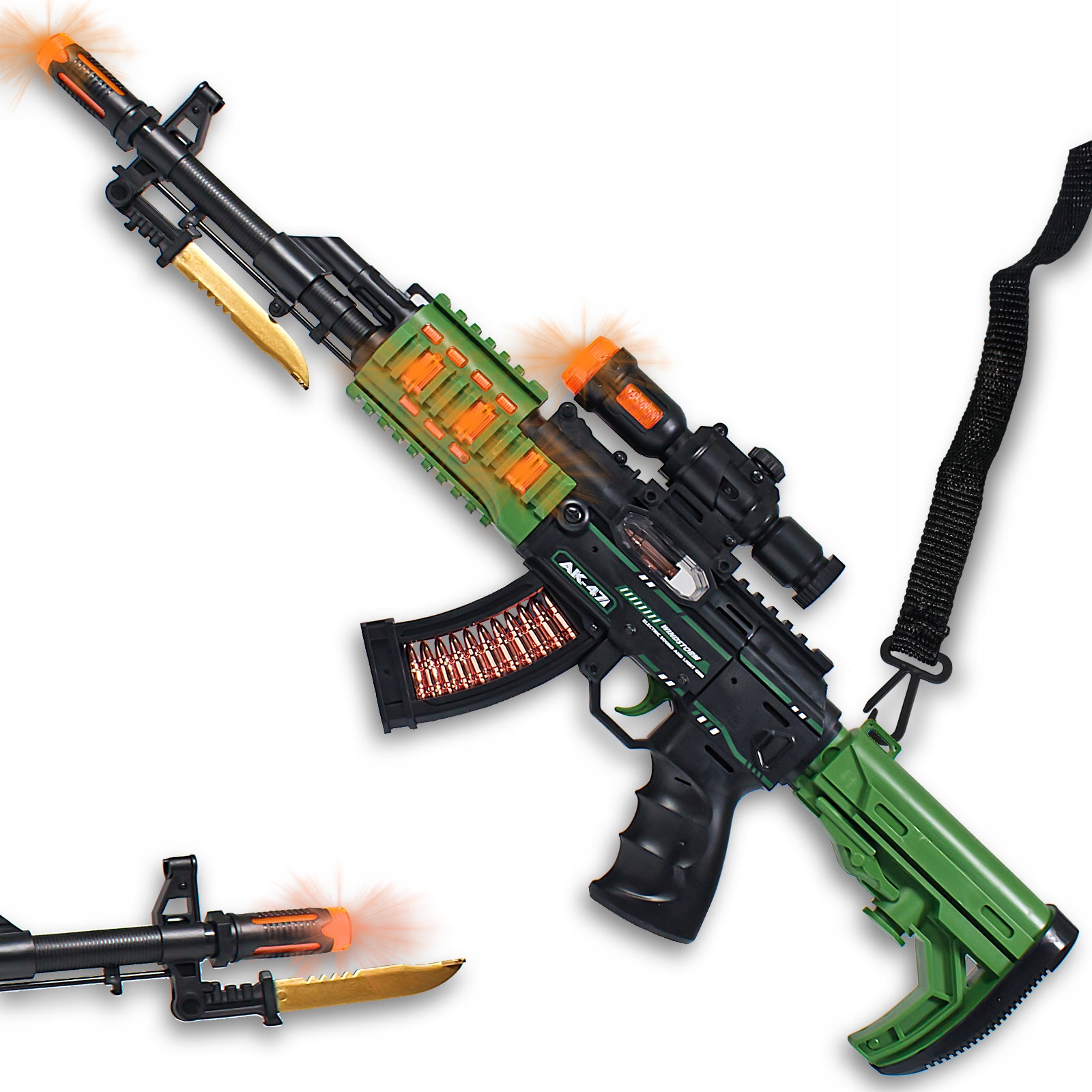 PISTOLET KARABIN AK47 ZABAWKA BROŃ DLA DZIECI ŚWIATŁO DŹWIĘK NA BATERIE