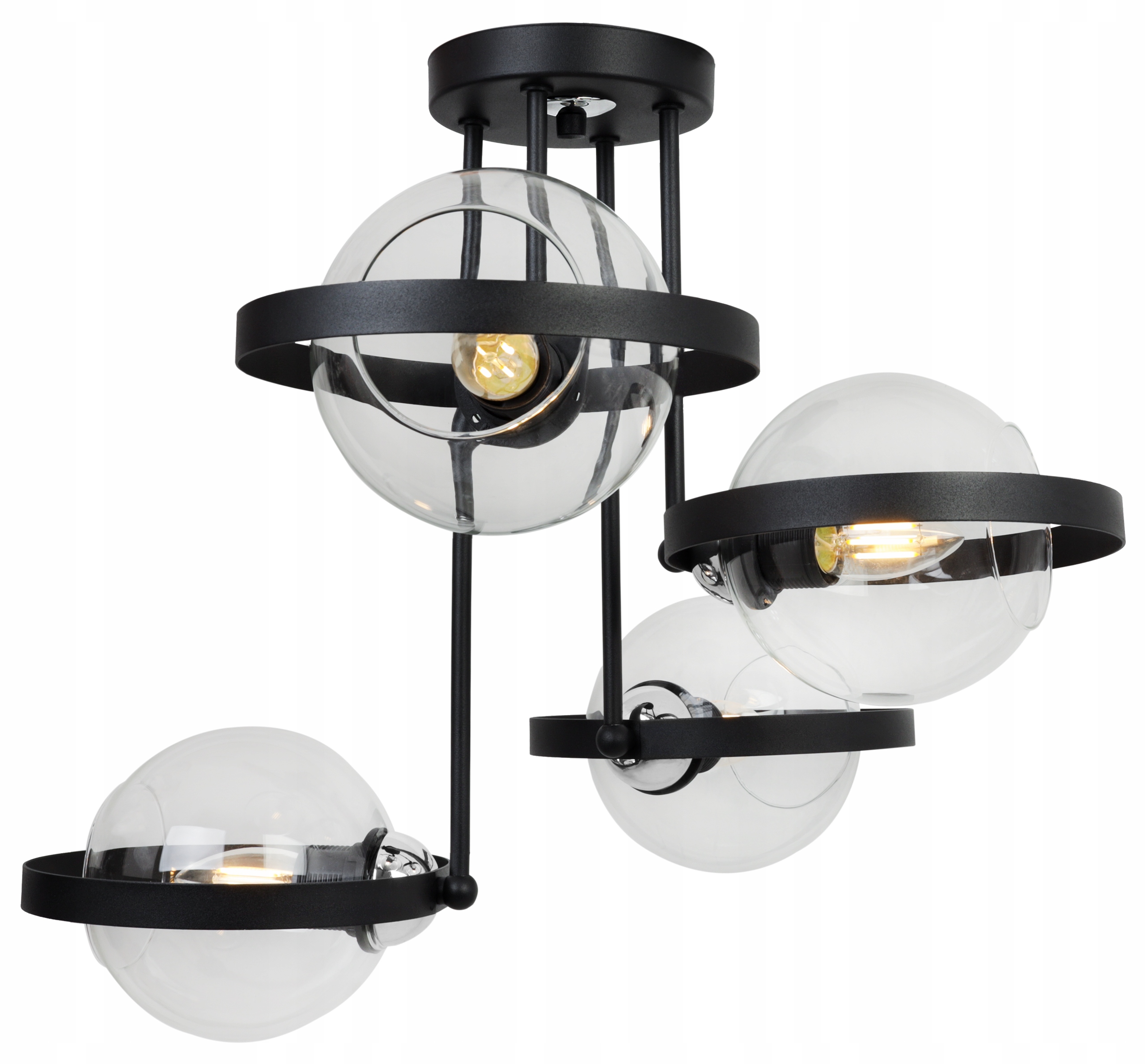 Závěsné Stropní Svítidlo Lustr Skleněné Koule Kroužek Ring Loft Glamour