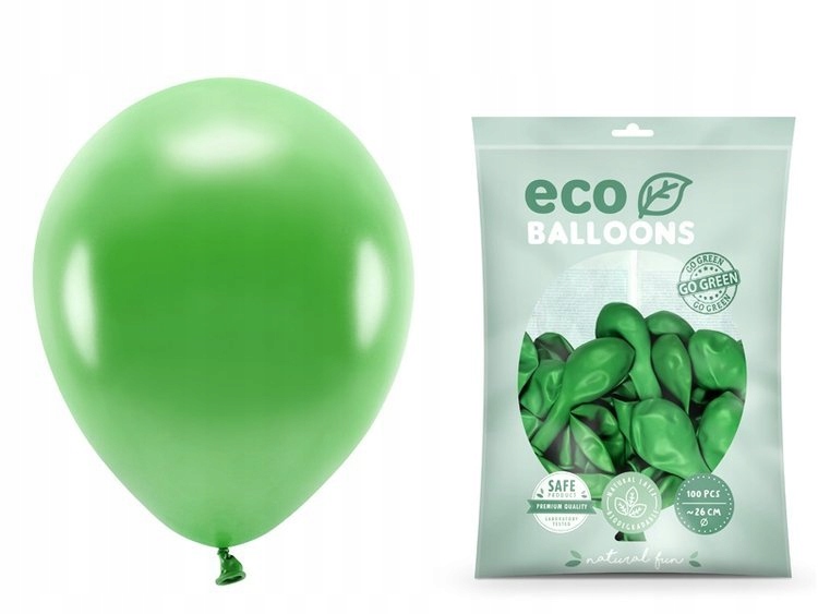 

Balony zielone Eco 26cm Urodziny metalizowane 100x
