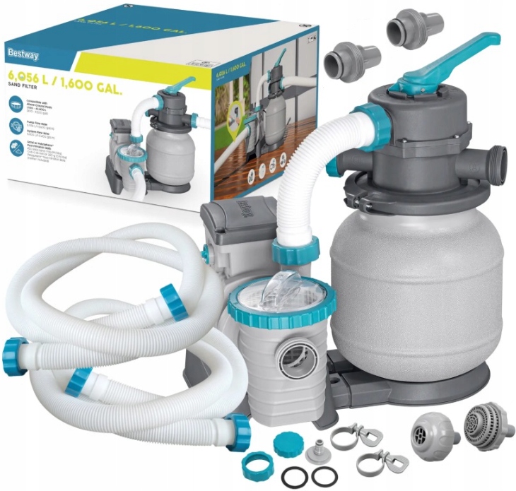 Pompa Piaskowa Do Basenów Filtrująca 6056l/h Bestway 58497 Węże Adapter
