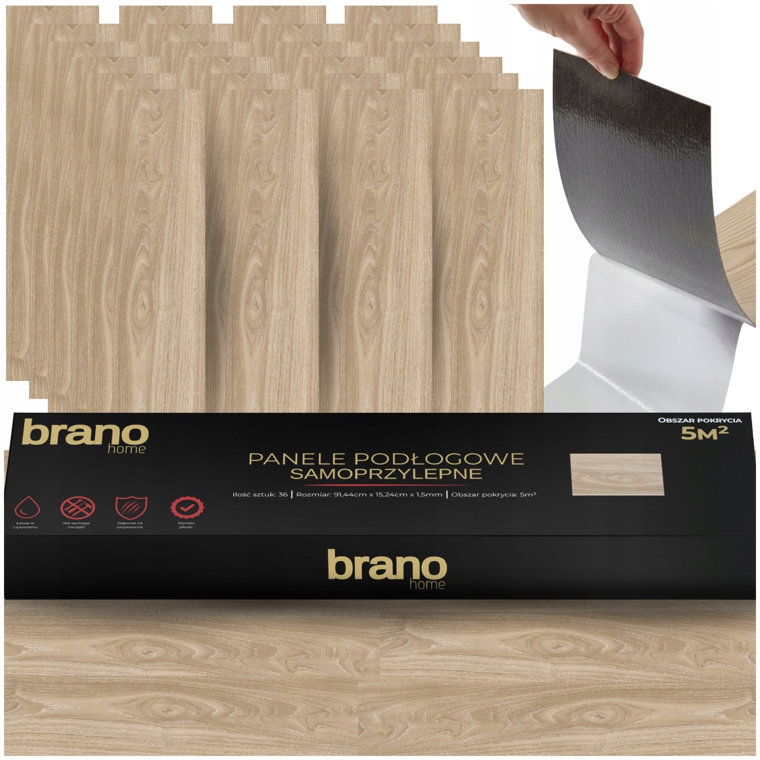 Panele Samoprzylepne Winylowe 5m² JASNY DĄB PARKIET WODOODPORNE