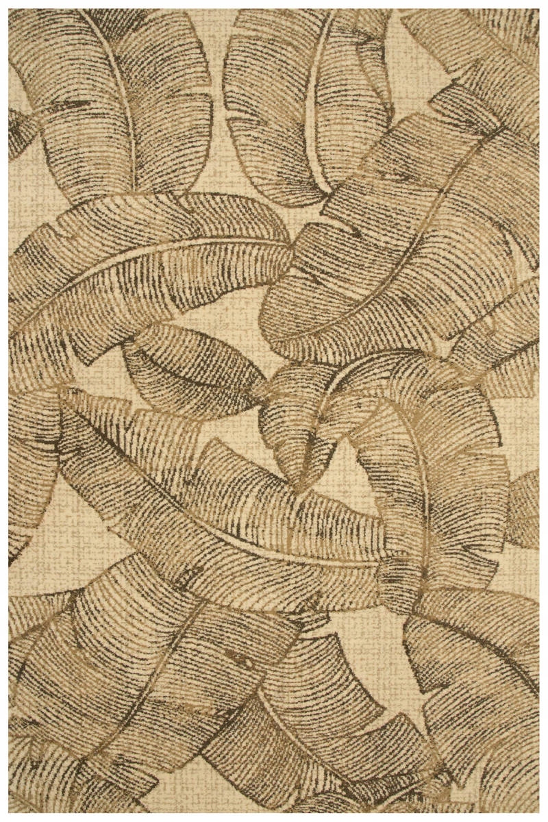 Dywan Wełniany Feath Tempo Natural Agnella Liście Krem Beż Szary 133x190 cm