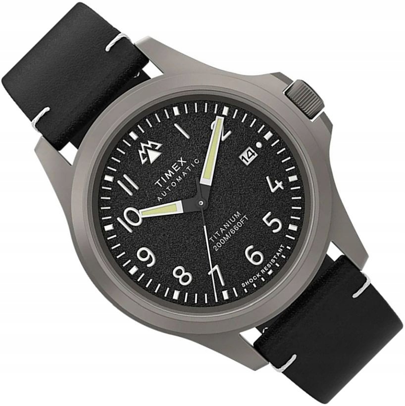 Pánské Hodinky Timex TW2V54000 Titanový Automat Safír Data WR200 Na Opasku
