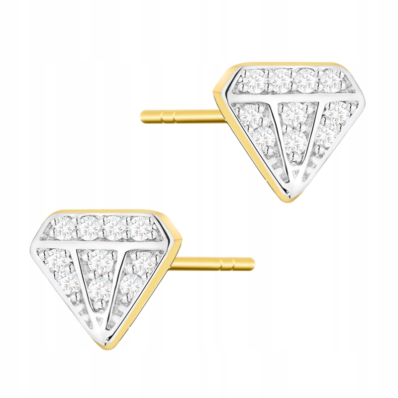 Zlaté Náušnice pr. 585 Tužka ve tvaru briliantů s diamanty 0,10 ct