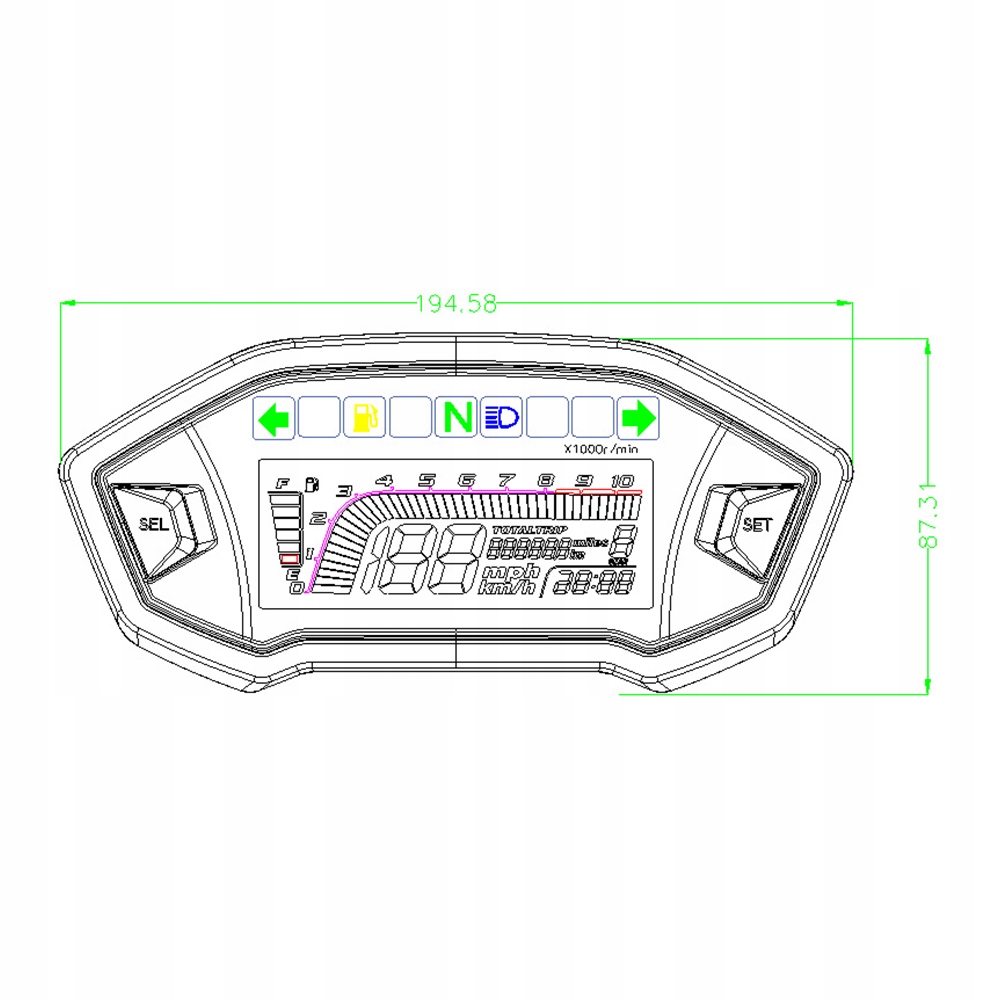 Cyfrowy Wskaznik obrotomierza Licznik kilometrow Part number 4