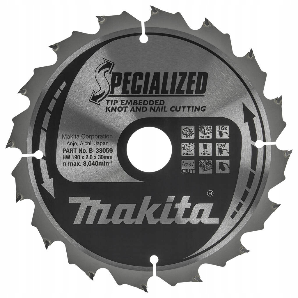 Makita Pila Kotoučová 190x30x16z Specialized Dřevo (s Hřeby A