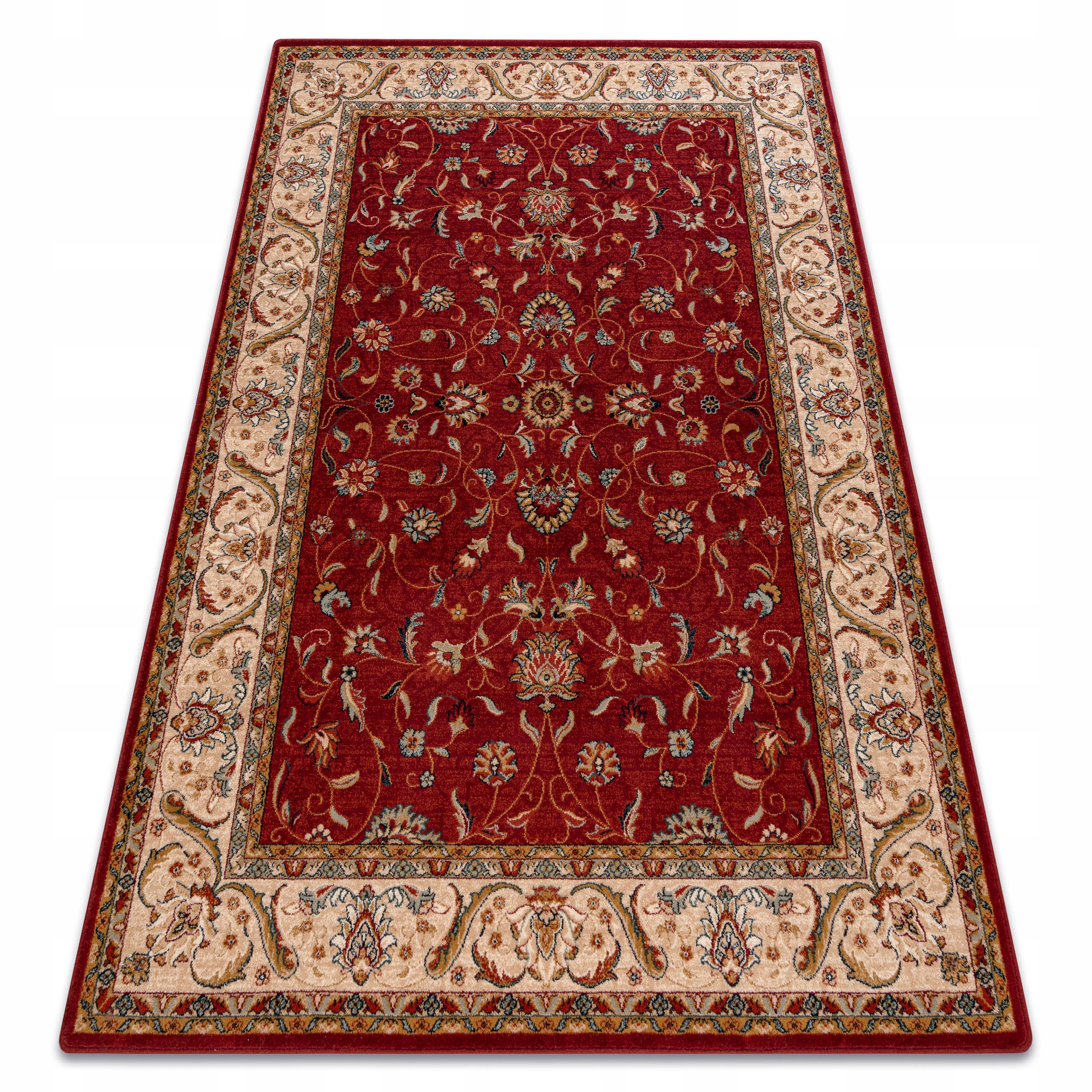 Dywan Wełniany Do Salonu Omega 100x150 Aries rubin Ramka Kwiaty #OM376