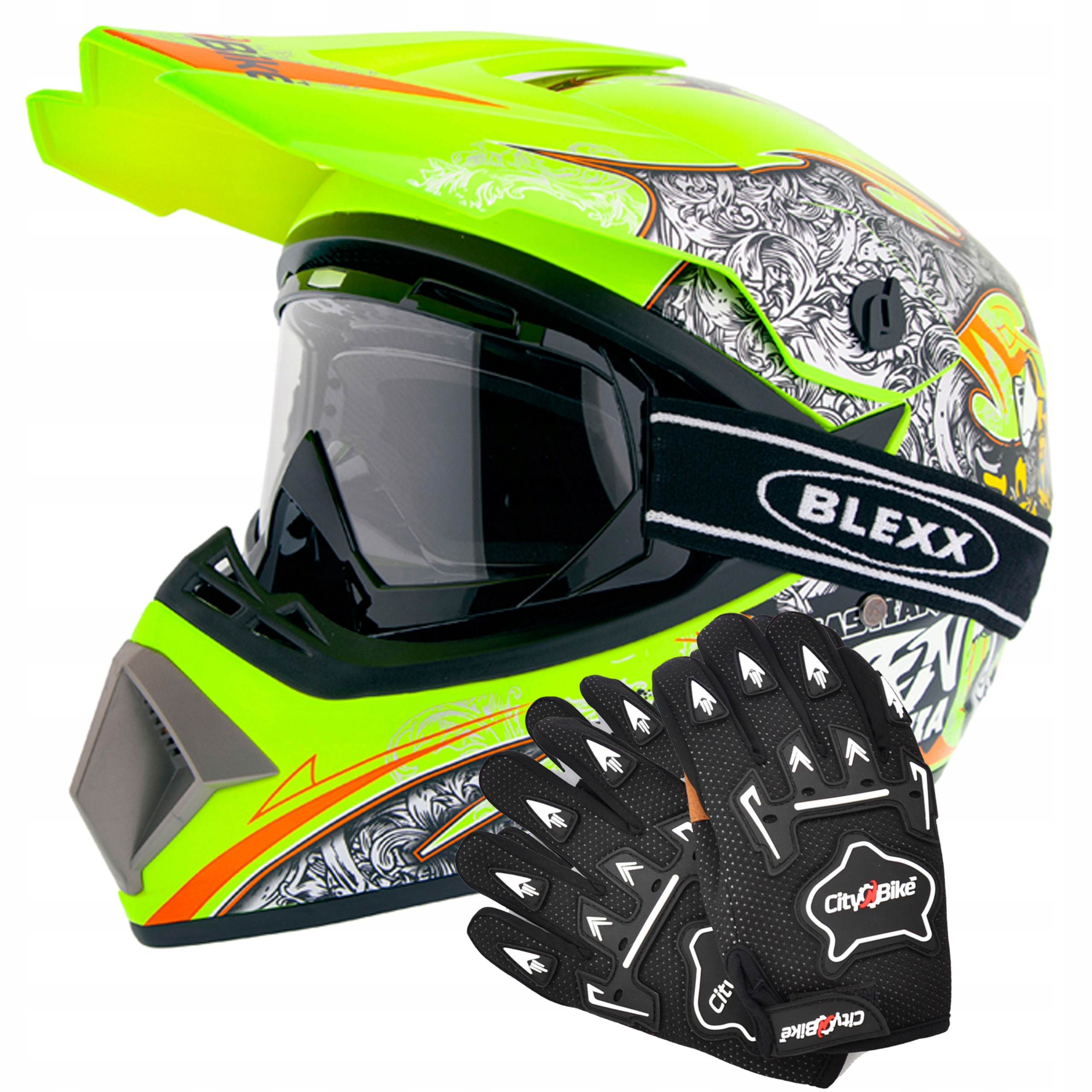 Crossová prilba Okuliare Rukavice Sada na Cross Štvorkolka Enduro Atv Bicykel Bmx M