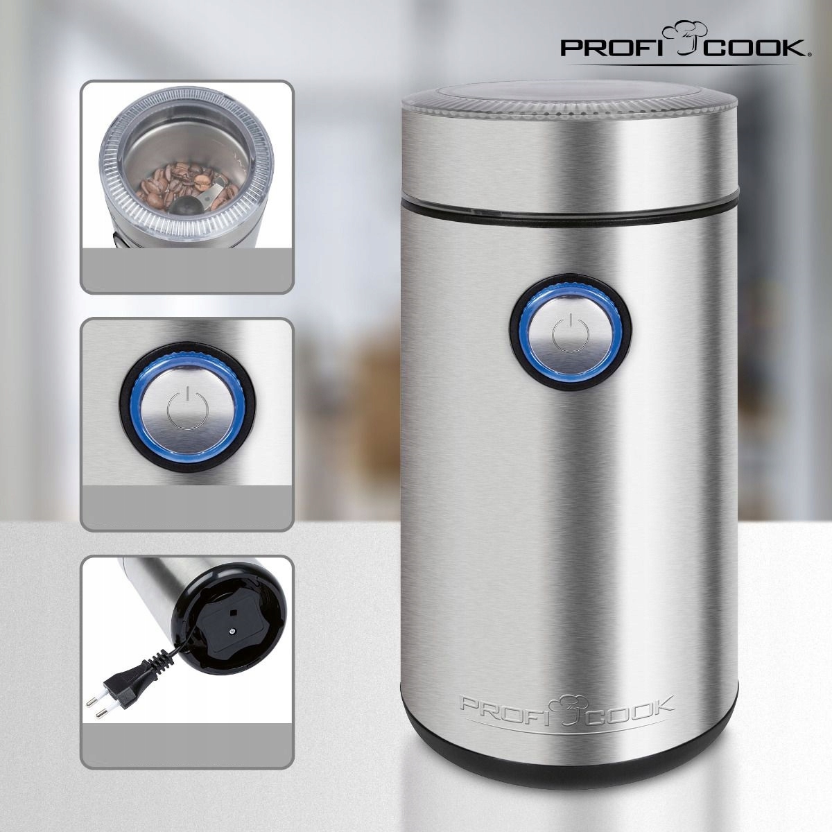 ELEKTRYCZNY MŁYNEK ROZDRABNIACZ DO MIELENIA KAWY ORZECHÓW ZIÓŁ STALOWY INOX Kod producenta 501216