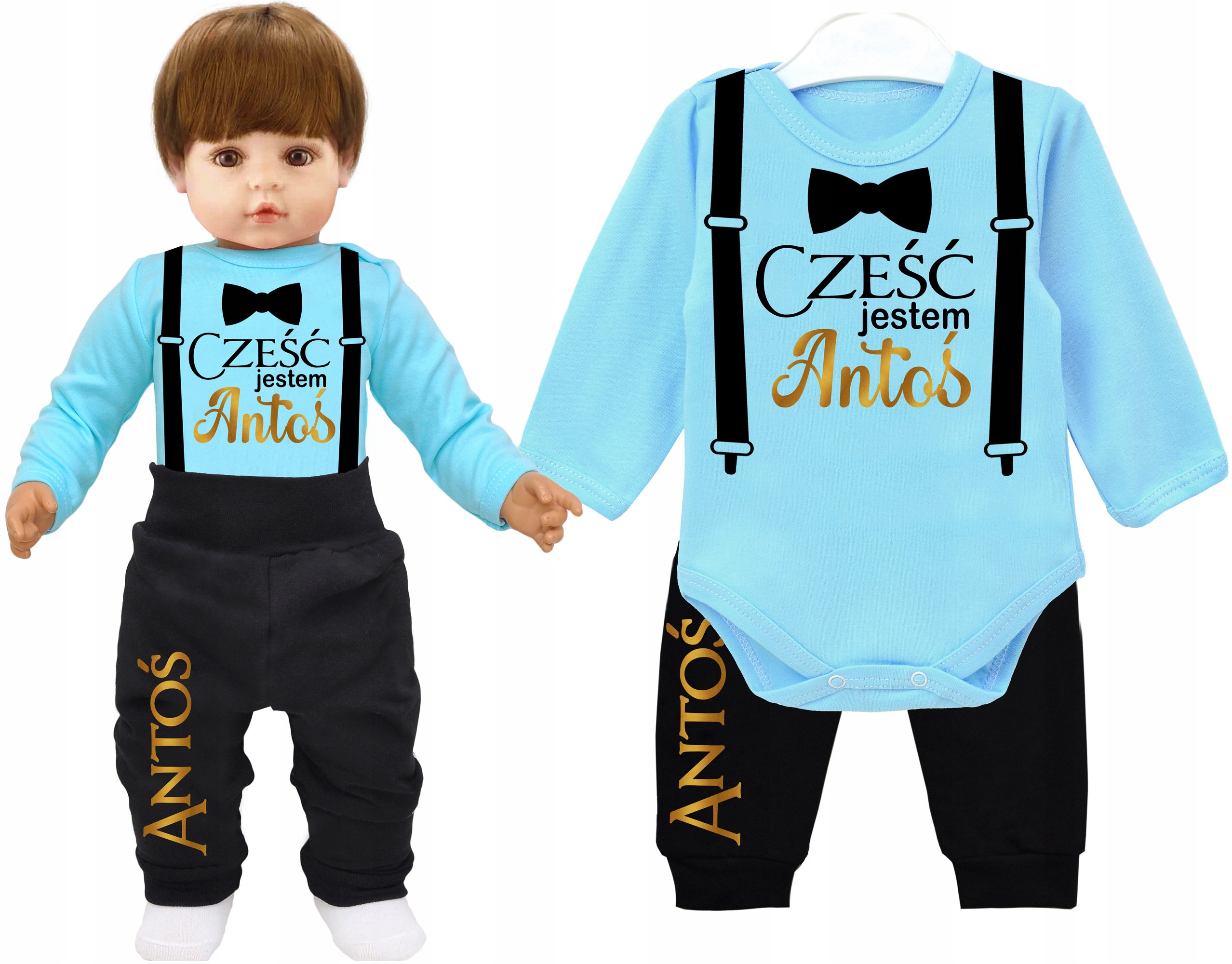 Komplet dziecięcy BODY SPODNIE IMIĘ DZIECKA r. 92