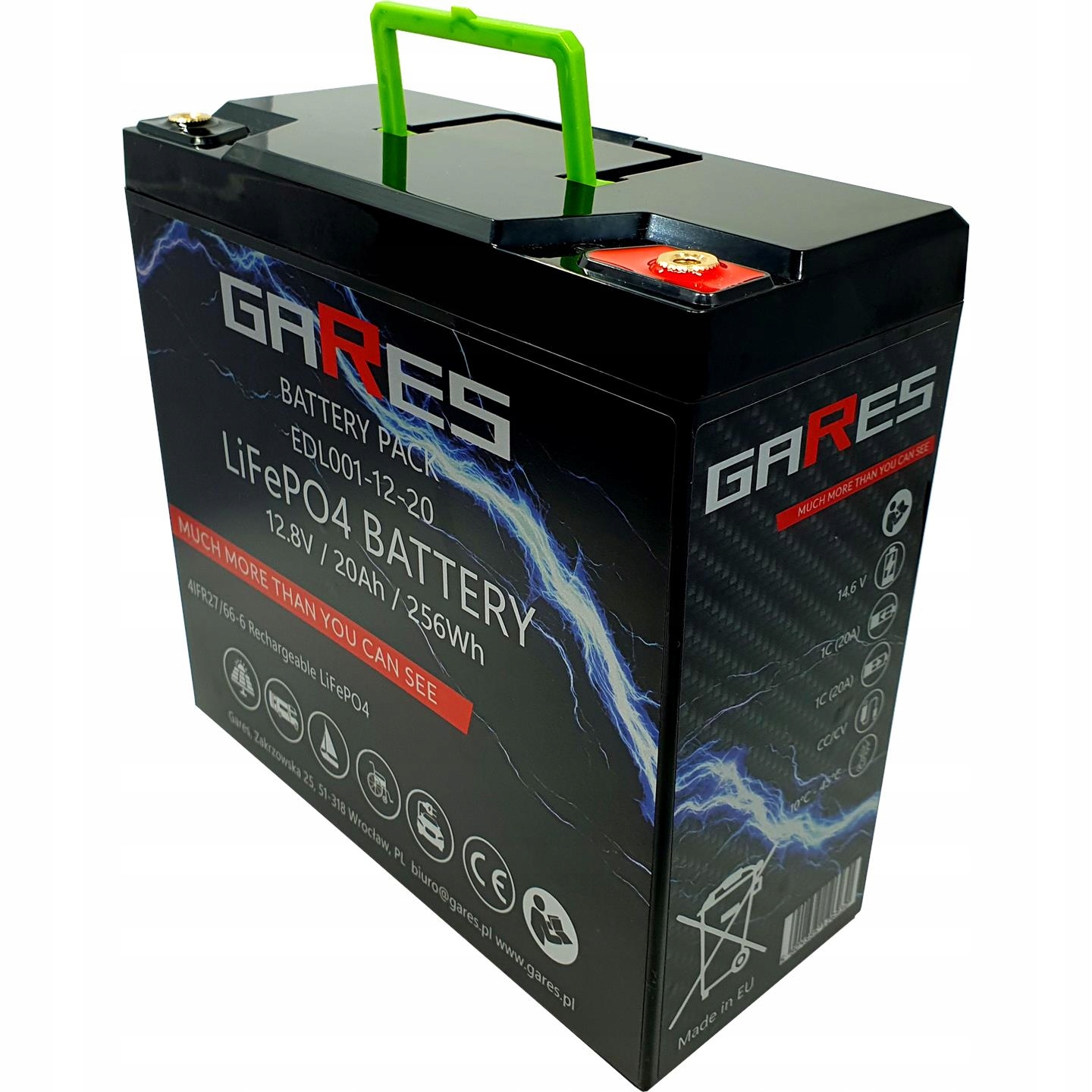Ľahký akumulátor Gares, LiFePO4 12V 12,8V 20Ah