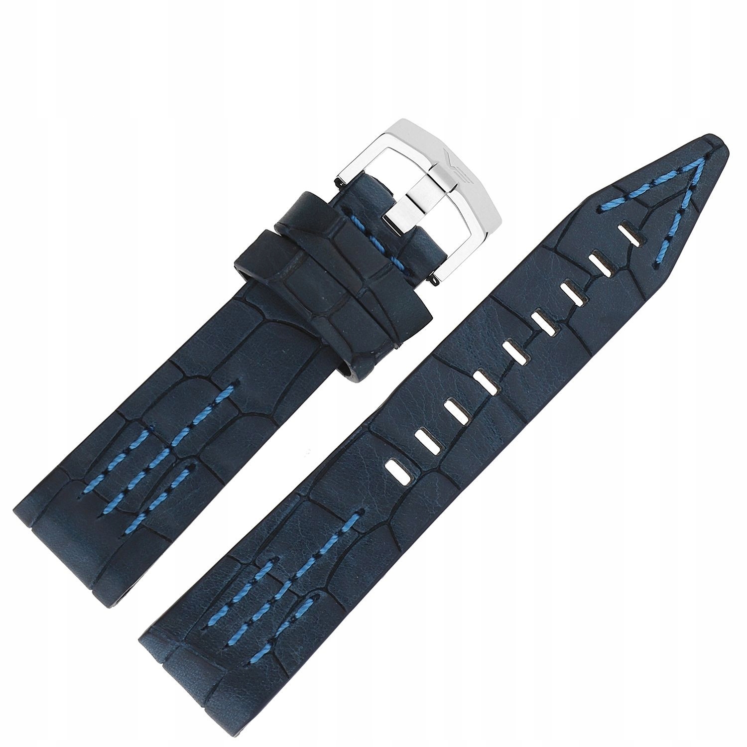 Pásek SSN-571 Kůže (A610) modrý s modrou lesklou barvou