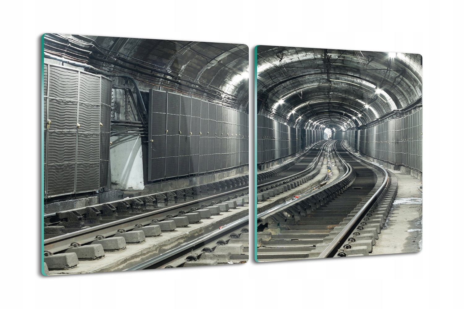 Kuchyňská skleněná deska na krájení Protiskluzová 2x40x52 Tunel koleje metro