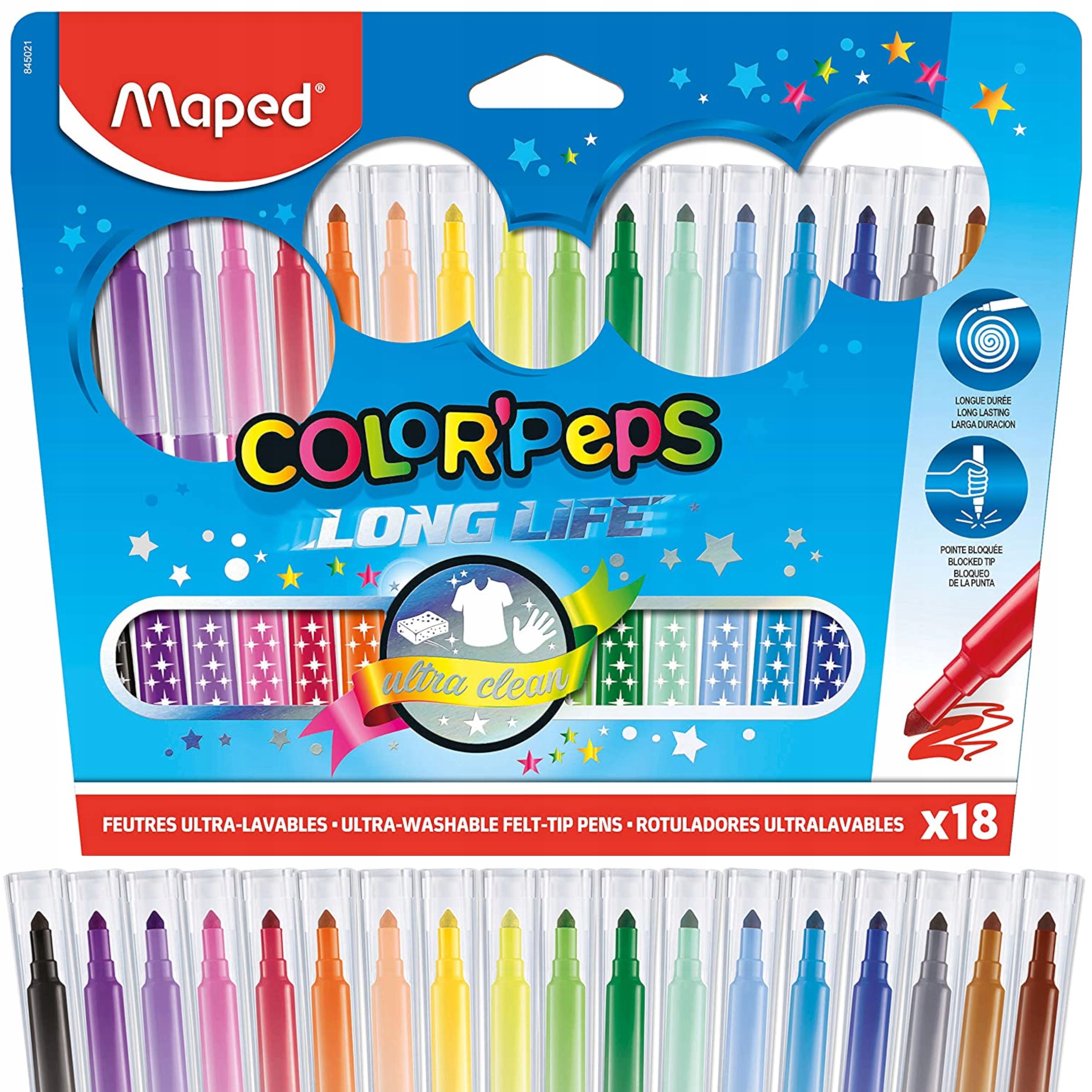 

Flamastry szkolne Maped Long Life 18 sztuk