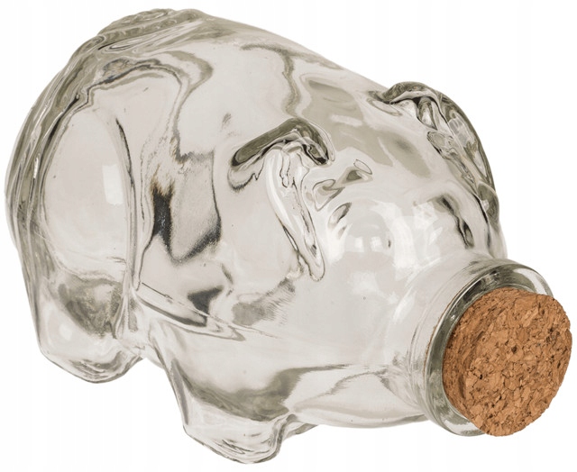 

Skarbonka Świnka Szklana z Korkiem Słoik 14 cm