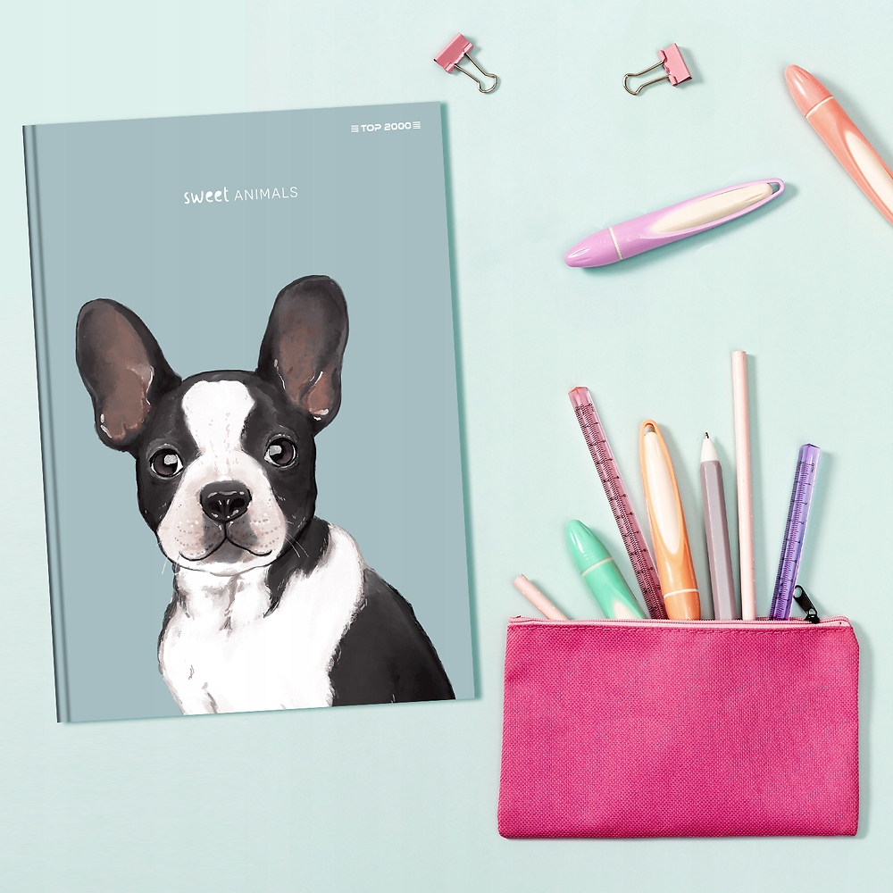 BRULION TOP 2000 SWEET ANIMAL A6 80 kartek KRATKA Okładka twarda