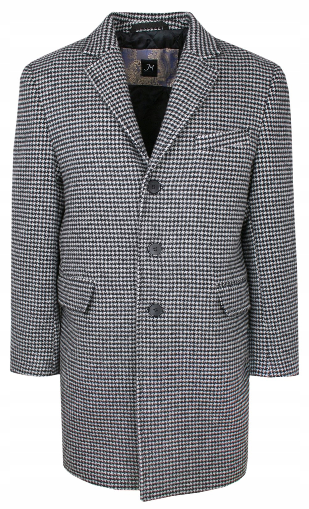 Pánský kabát s vlnou jemně zateplený vypasovaný Pepitka 50/182