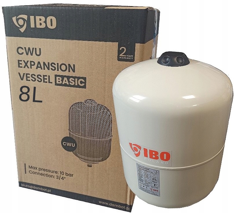IBO BASIC 8L/3,5 10 bar, naczynie wzbiorcze, przeponowe do c.w.u.