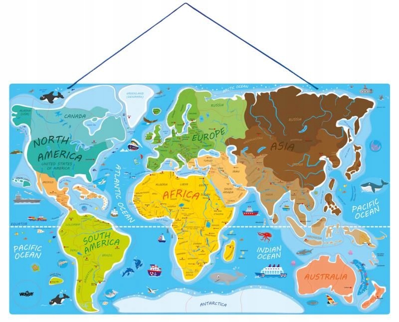 

Woodyland Magnetyczna mapa świata Drewniane puzzle
