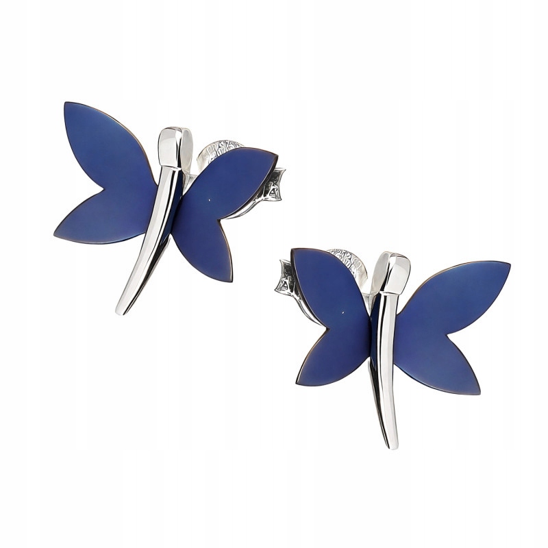 Stříbrné náušnice 925 vážka s titanem 1,4 cm, váha 1,10 g, elegantní tyčinka