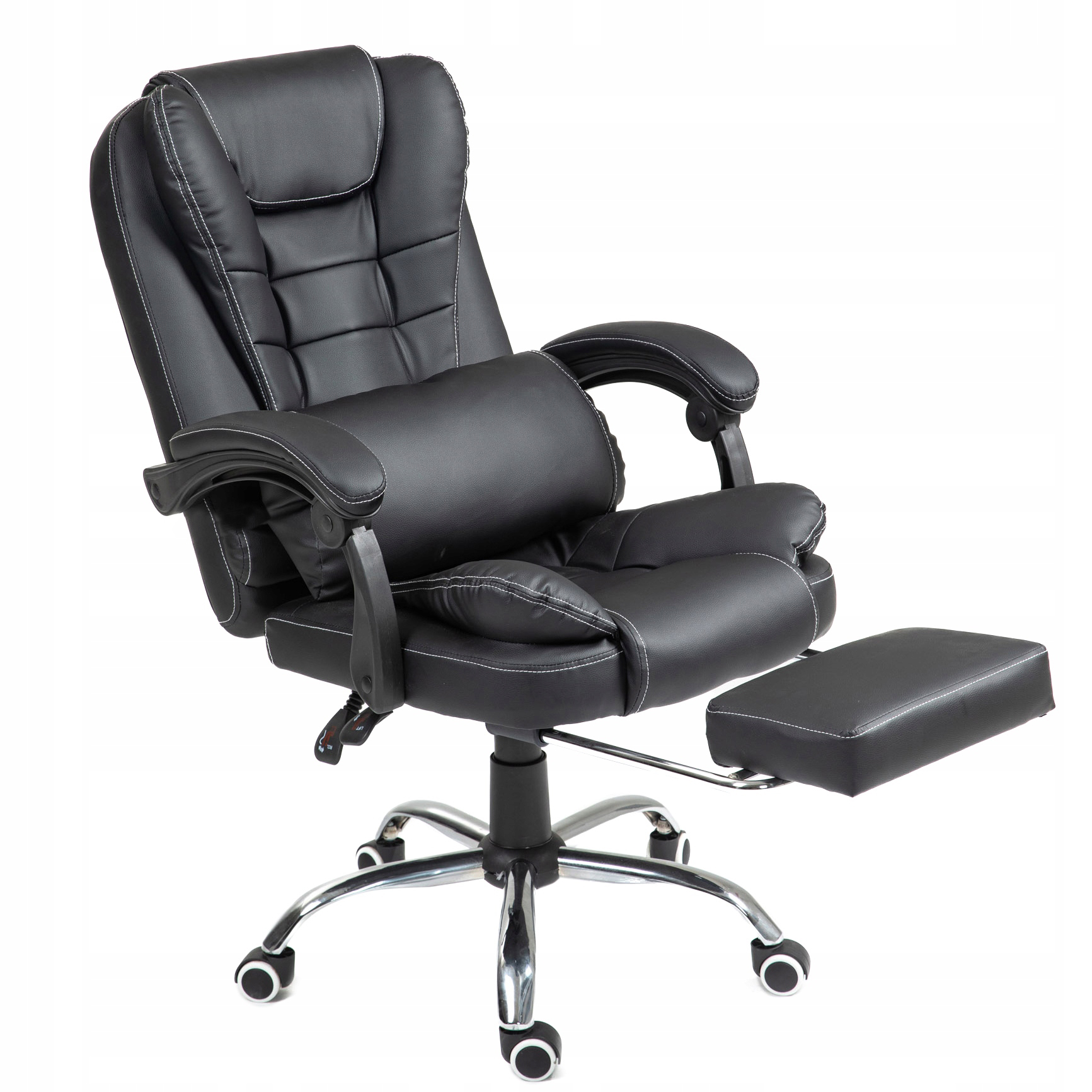 Otočná kancelárska stolička s podnožkou a vankúšom pod bedrá, čierna, Giosedio