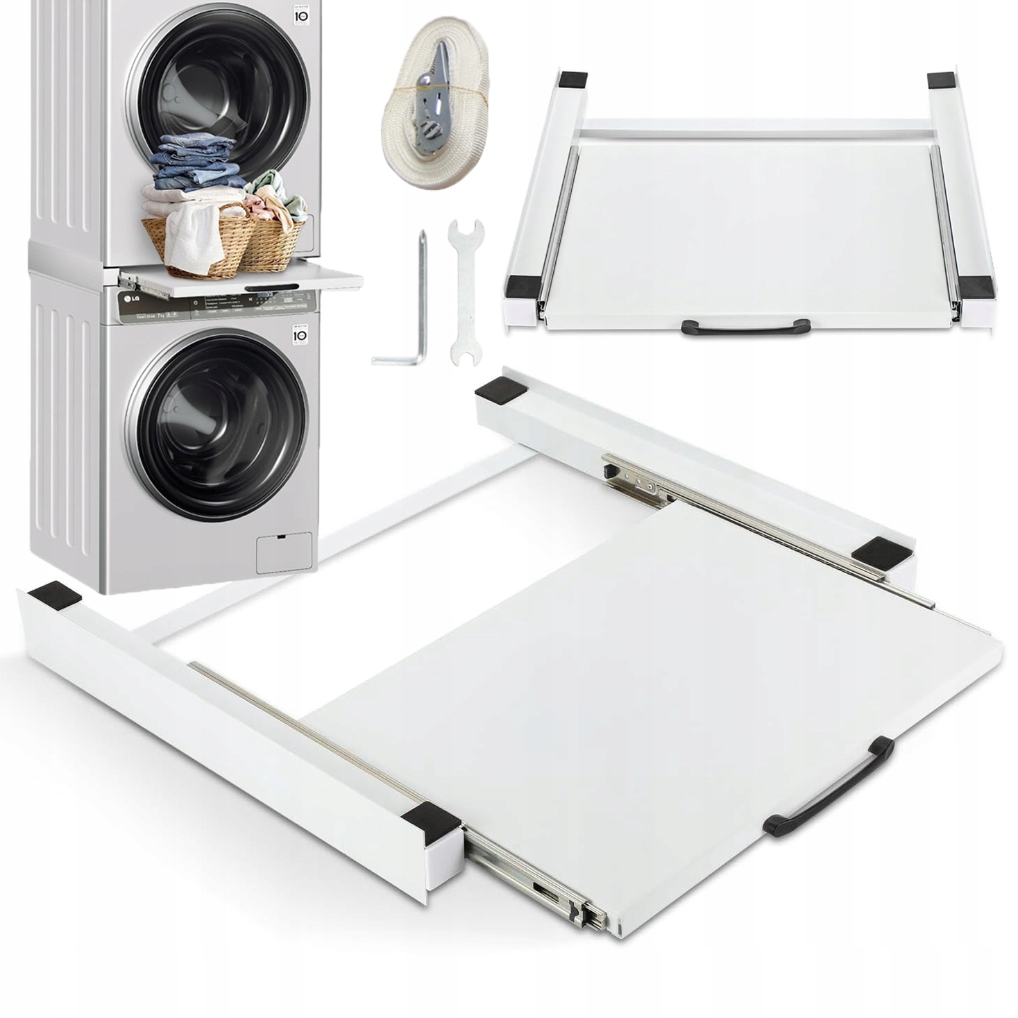 Łącznik Do Pralki I Suszarki Wysuwana Półka 54*60*7.5CM Do 150KG Biały