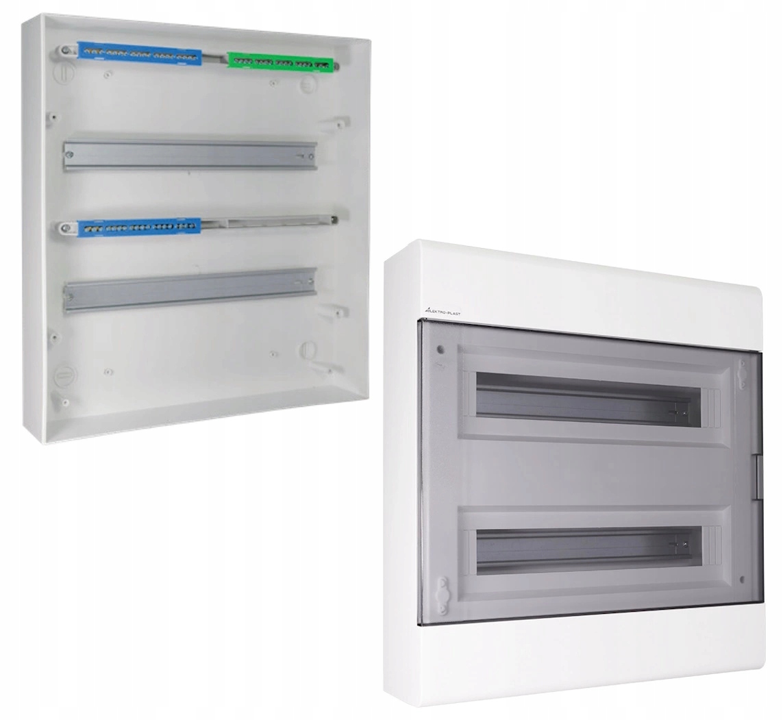 Nástěnný rozvaděč SRn-36/2 N+pe 2x18 modulů transparentních dveří IP40