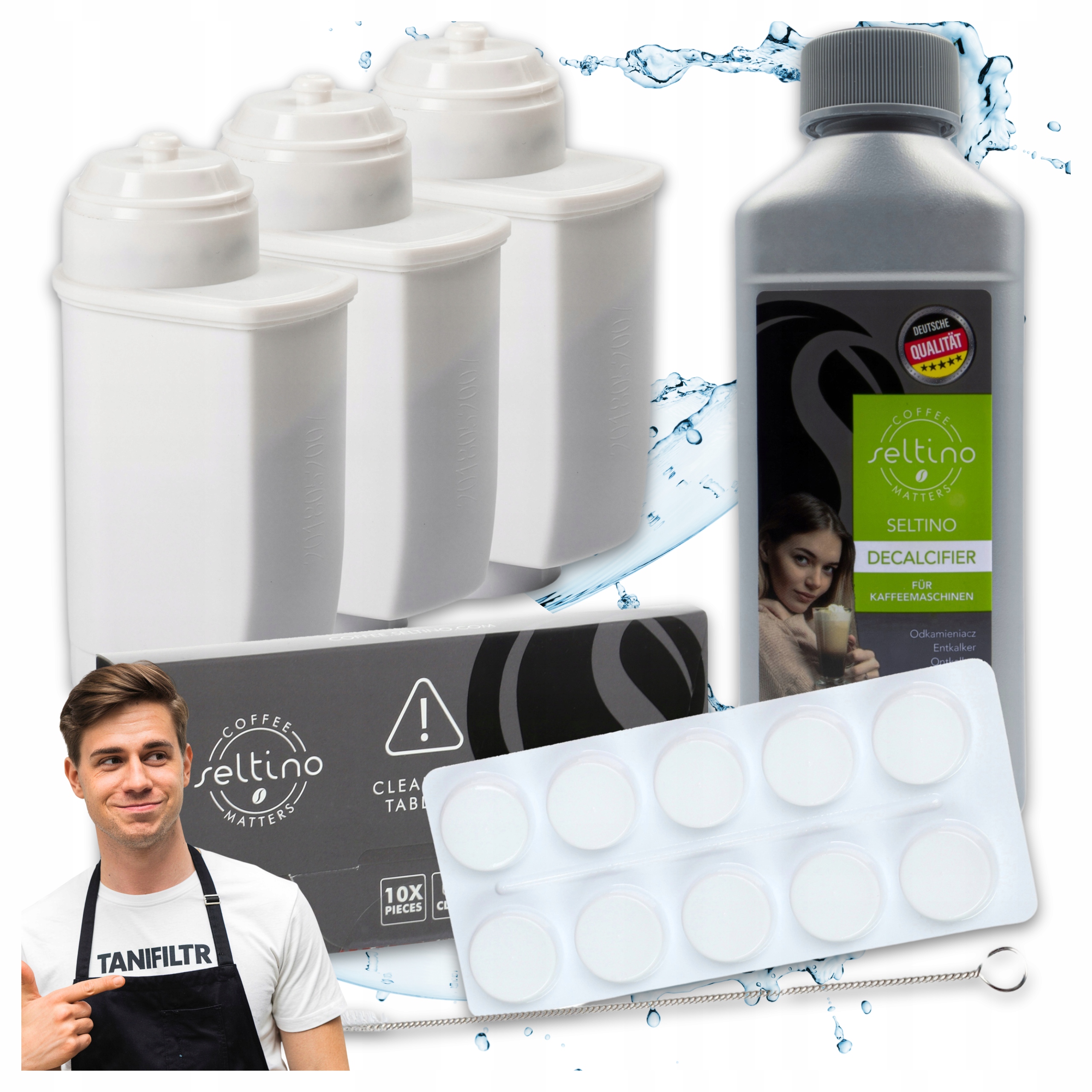 3x Zamiennik Filtra Wody Brita Intenza i Uniwersalny Odkamieniacz Zestaw