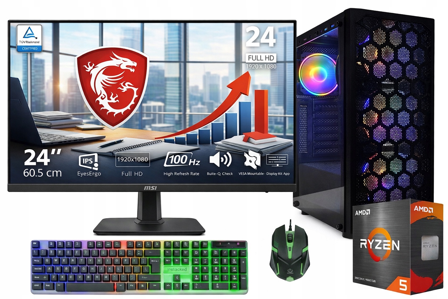 Počítač Ryzen Gamer Master 5 5600G Ssd M.2. 512GB 16GB 24" monitor