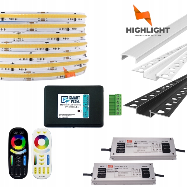 40 m Sada Fasádová Led páska Cob Cct 11W 24V IP65+Profil W/b
