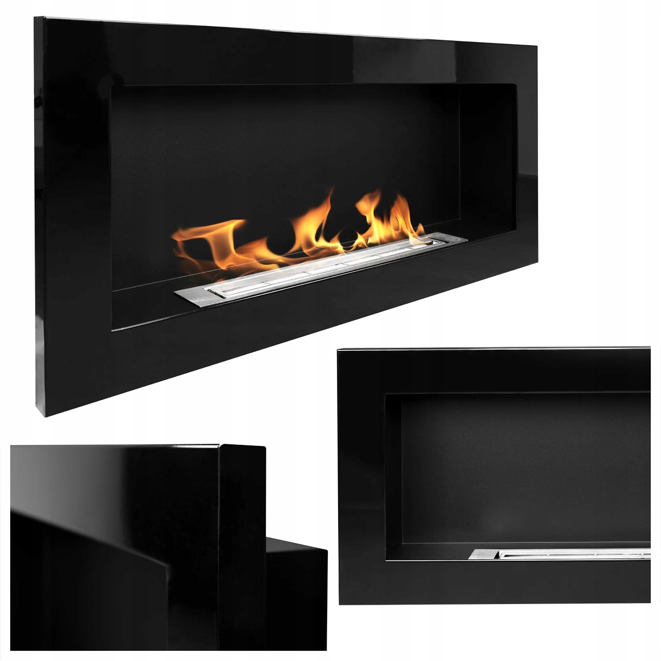 Závěsný Biokrb 900X400 Černý Lesk Na Biopalivo