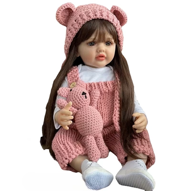 Lalka Reborn 55cm Realistyczna Winylowa Długie Włosy Premium